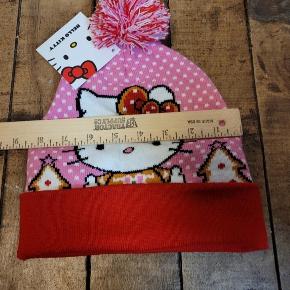 Hello Kitty Pink and Red Holiday Knit Beanie/ Hat - Picture 8 of 8